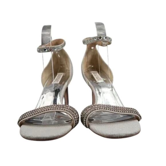 Badgley Mischka Shoes Womens 10 Pump Heels Formal Evening Ankle Strap Rhinestone - Picture 2 of 15